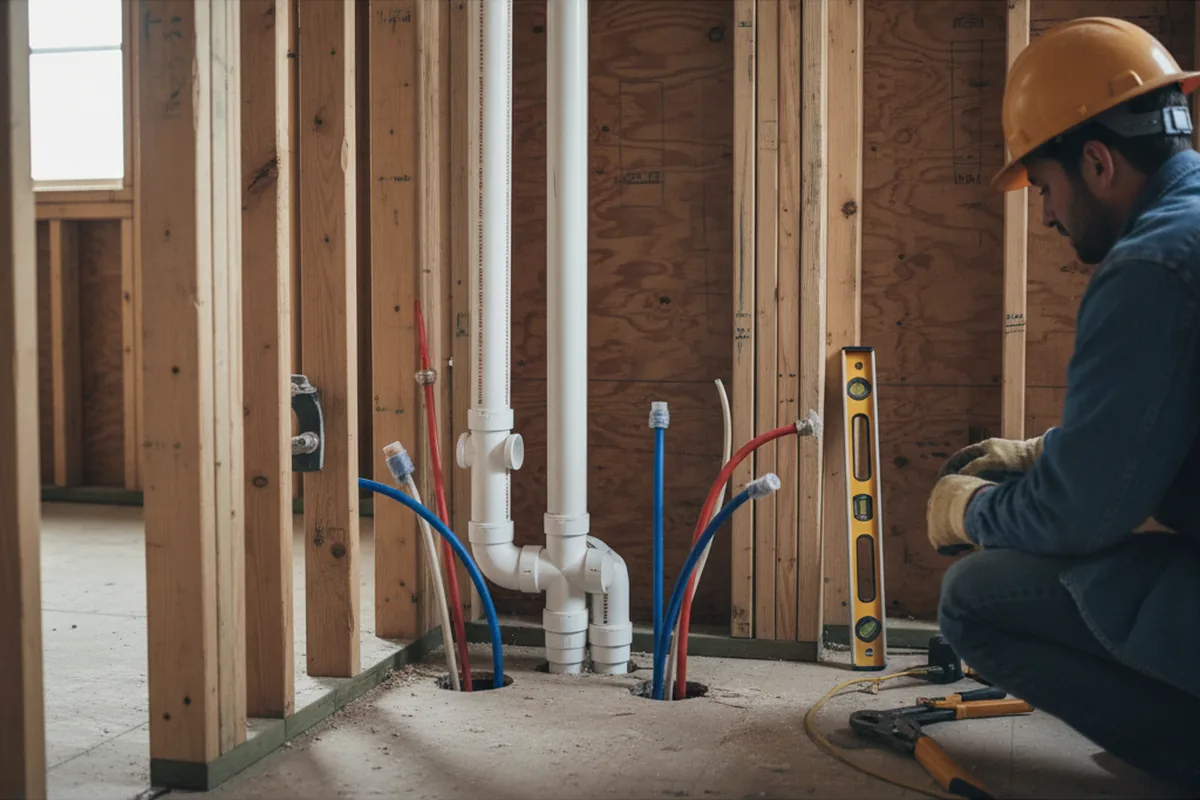 Drain and supply rough-in during Toilet Repair and Installation in Vernon